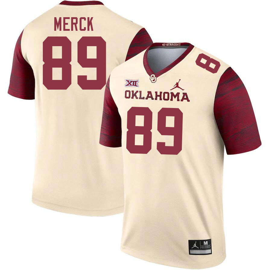 Oklahoma Sooners #89 Eli Merck College Football Jerseys Stitched Sale-Cream
